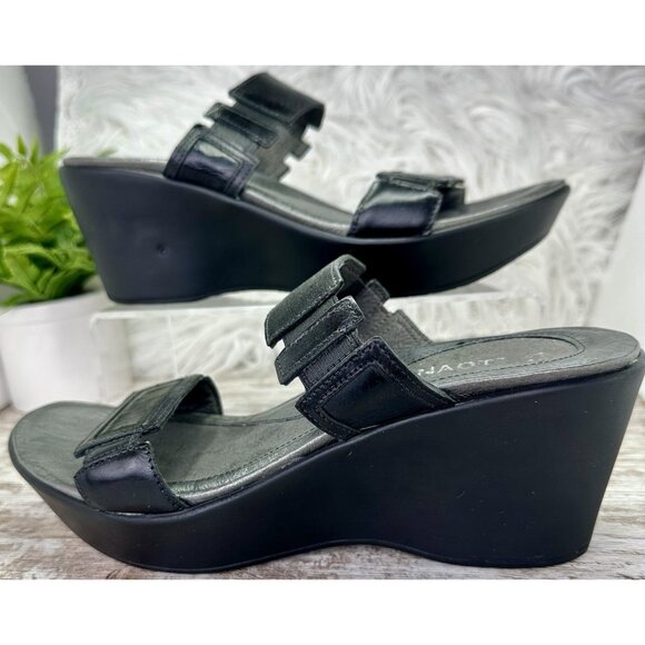 NAOT Treasure Wedge Sandal Women Sz US 10 EU 41 Black Slip On Quiet Luxury $169 - Picture 1 of 15